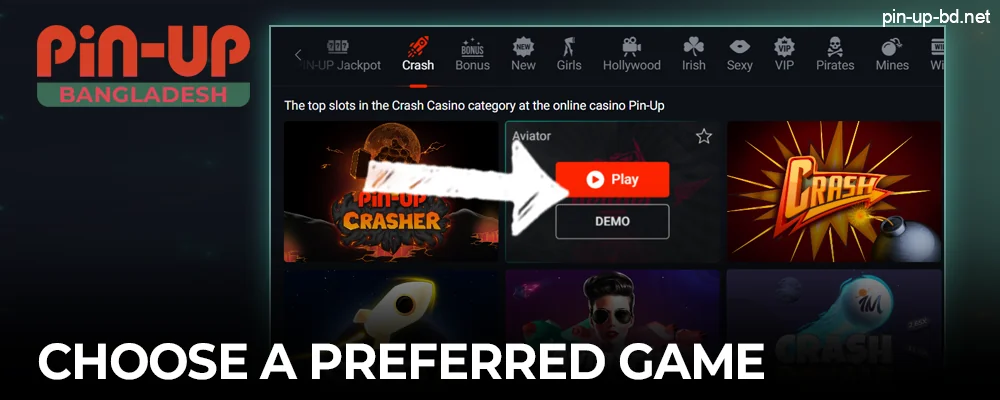 Run a game in the Pin-Up casino lobby