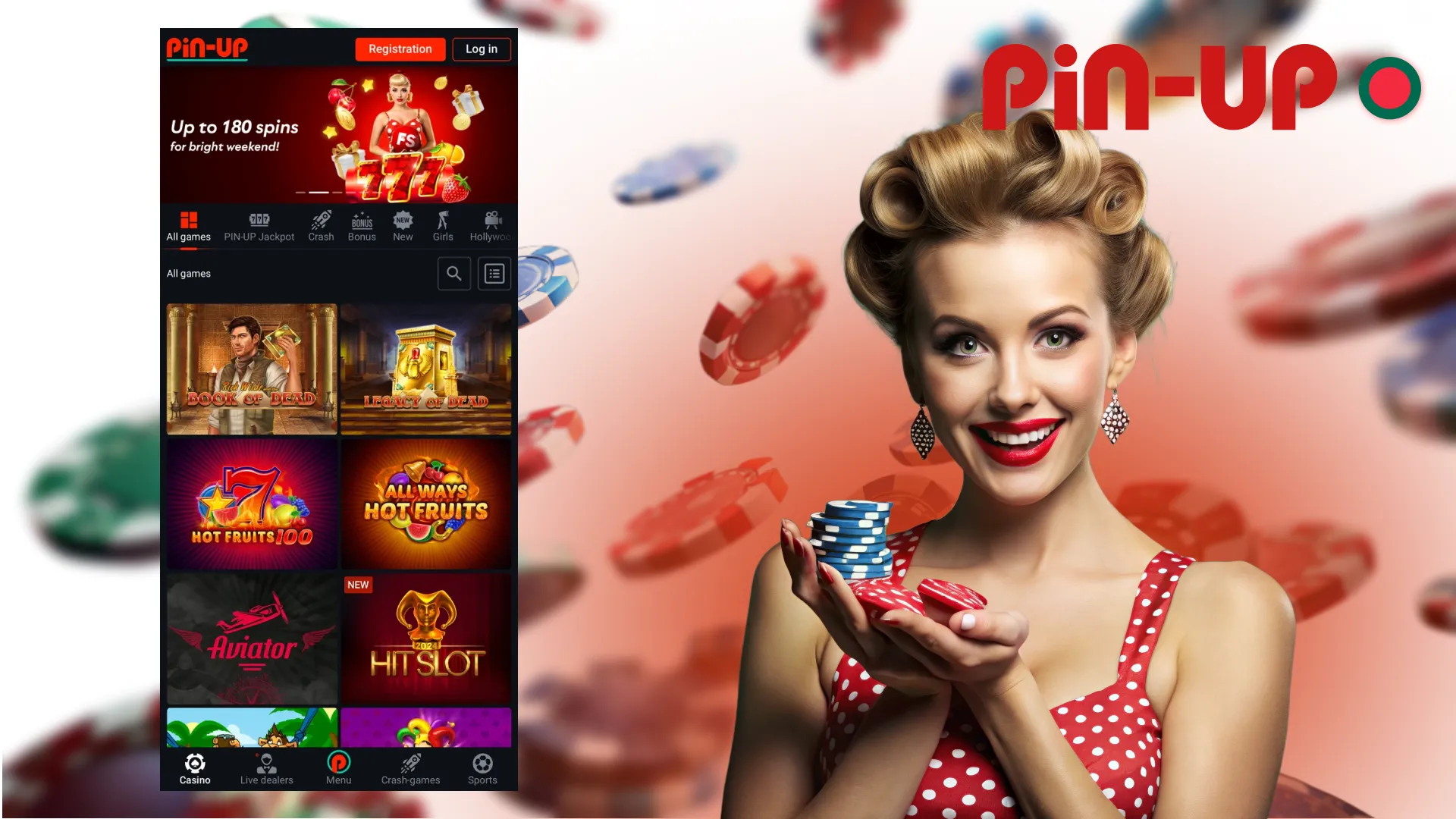 Get an online casino game bonus for new players in our mobile app for an easy and quick start in the world of online gaming.